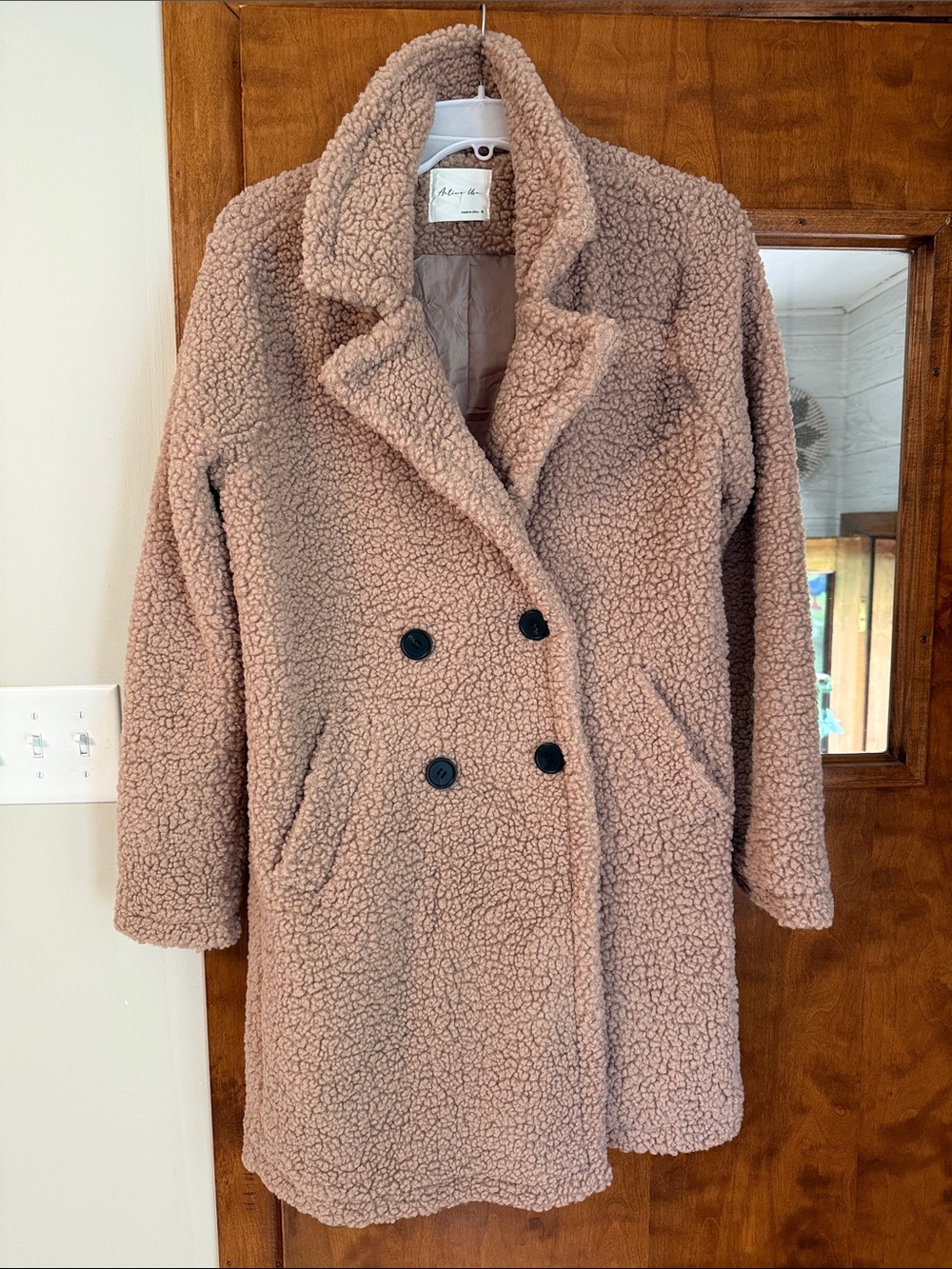 Active USA Blush Teddy Double-Breasted Coat